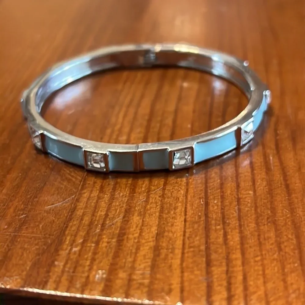 Bundle Sale 3 for $15 | Baby Blue Enamel |  Rhinestone Hinge Bracelet